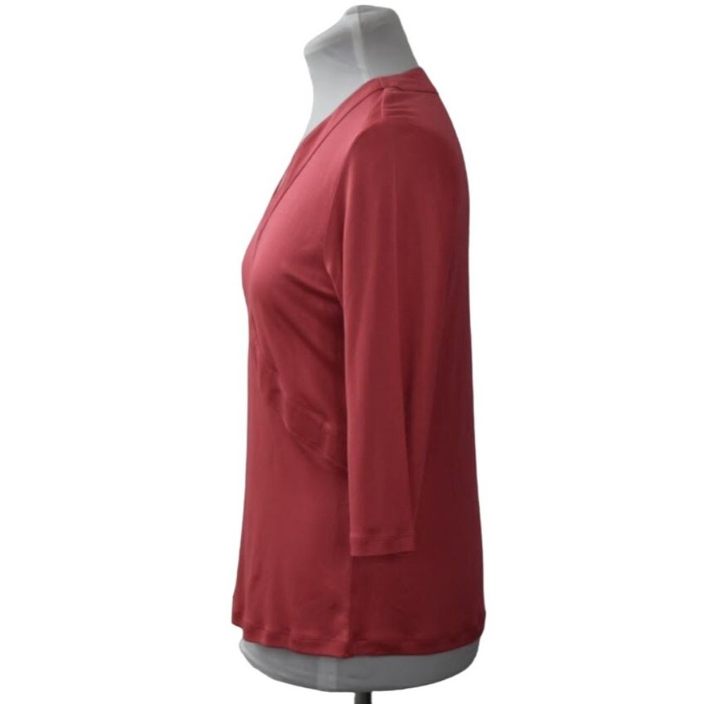 Charter Club Women Silk Top Shirt 1X Apricot Orange Faux Wrap V Neck Balbao I - Picture 4 of 7